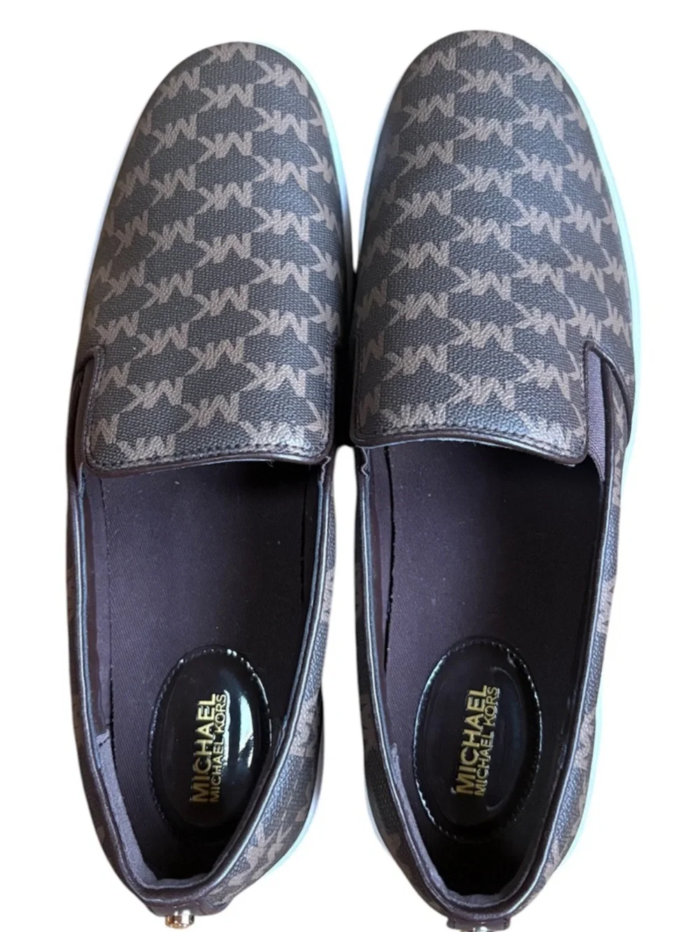 Michael Kors Unisex Slip-On Logo Loafers in Brown Size 11